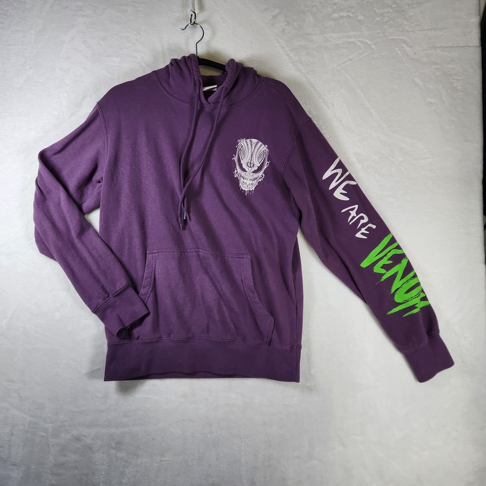 Marvel Spiderman Venom Hoodie Purple Graphic Print Pullover Men's‎ Small